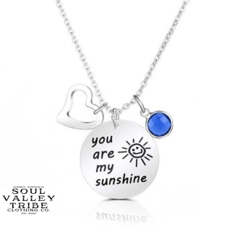 soulvalleytribe You Are My Sunshine Silver Birthstone Necklace September Necklaces