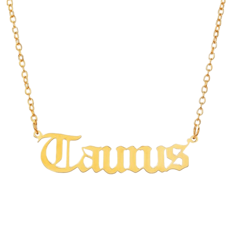 soulvalleytribe Old English Gold Zodiac Necklace Taurus Necklaces