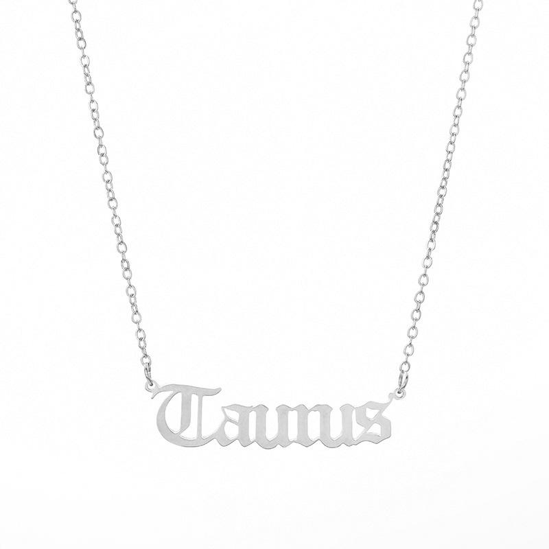 soulvalleytribe Old English Zodiac Necklace Silver Taurus Necklaces