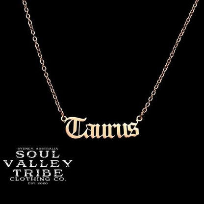 soulvalleytribe Rose Gold Zodiac Necklace Taurus Necklaces