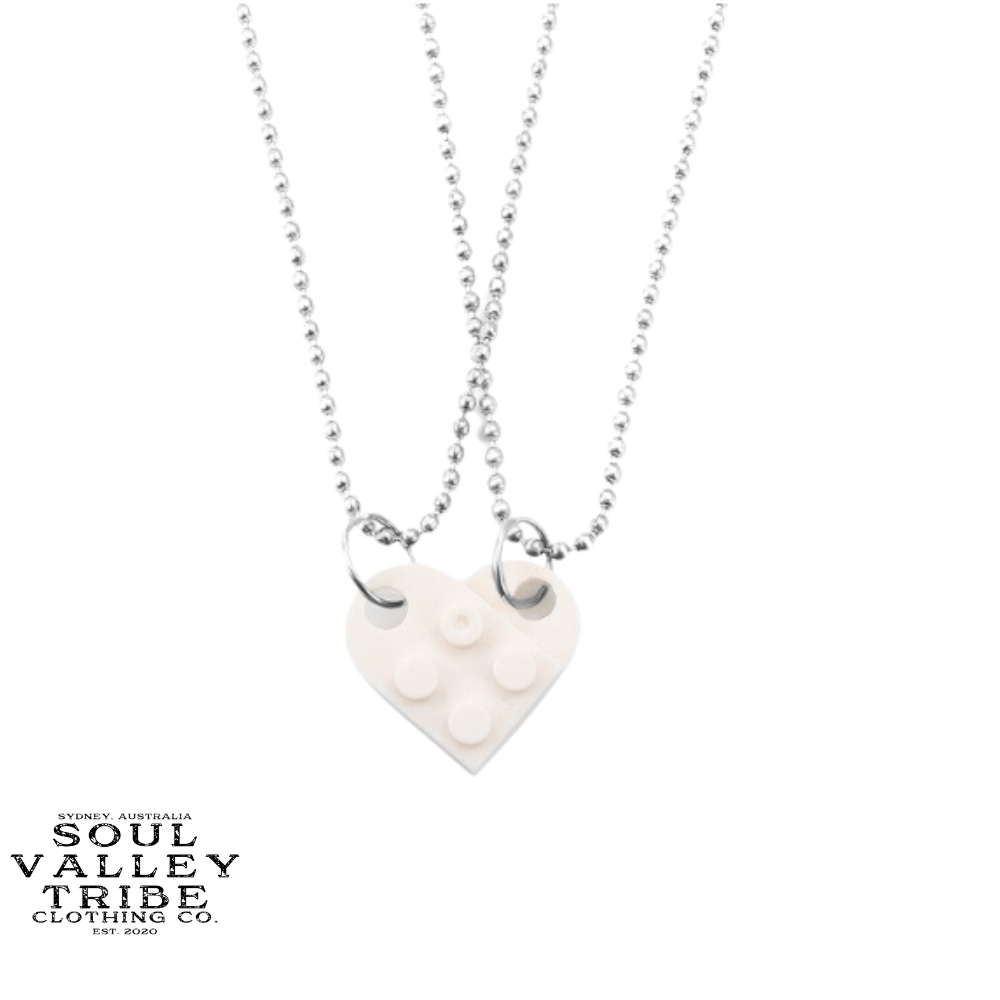 soulvalleytribe Lego Brick Heart BFF Necklace White Necklaces