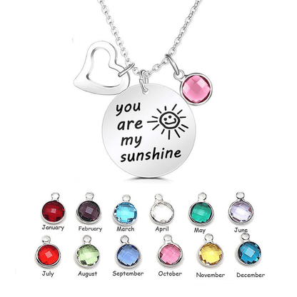 soulvalleytribe You Are My Sunshine Silver Birthstone Necklace Necklaces