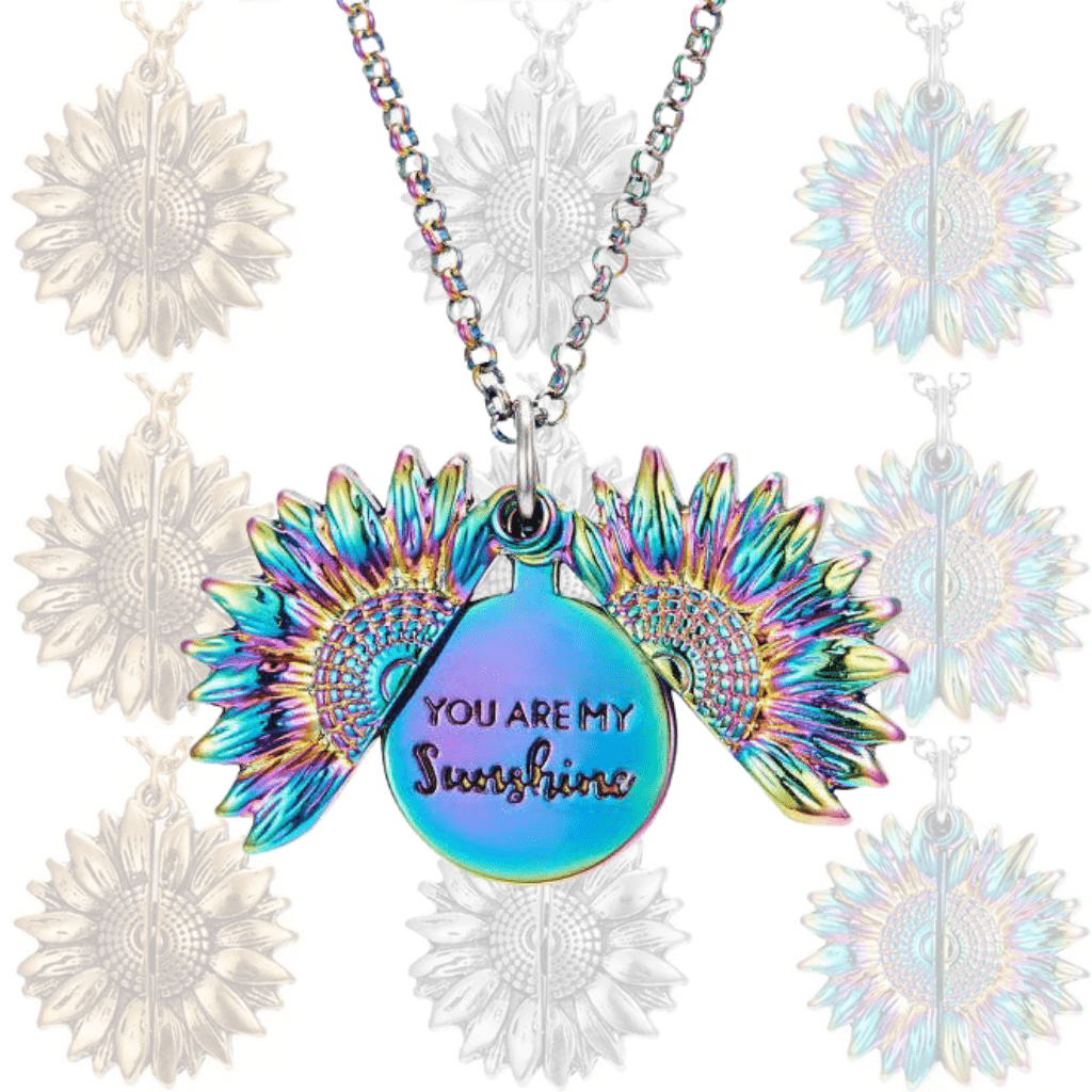 soulvalleytribe You are my Sunshine Sunflower Pendant Necklace Rainbow Necklace