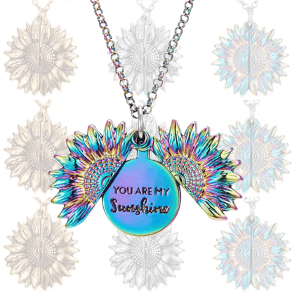 soulvalleytribe You are my Sunshine Sunflower Pendant Necklace Rainbow Necklace