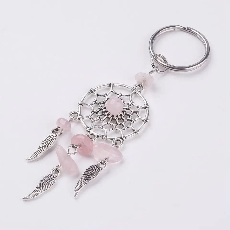 soulvalleytribe Bohemian Dream Catcher Silver Key Ring with Natural Gemstones Keyring