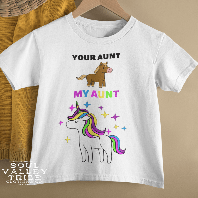 soulvalleytribe Your Aunt My Aunt Unicorn Kids Tee White / Kids 2 Shirts & Tops