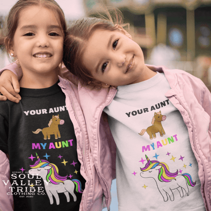 soulvalleytribe Your Aunt My Aunt Unicorn Kids Tee Shirts & Tops