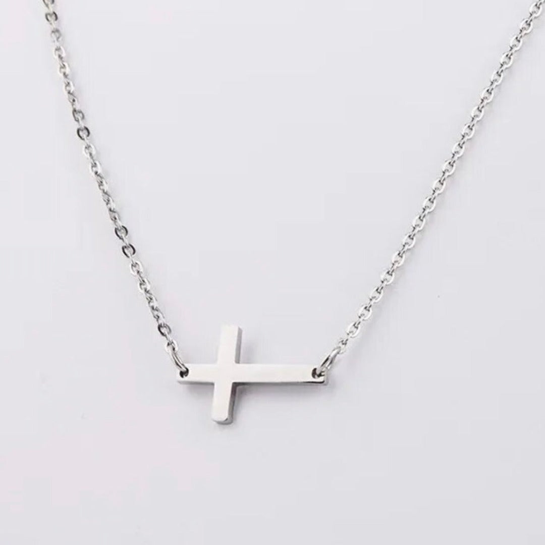soulvalleytribe A Little Faith Silver Cross Choker Necklace Silver Necklaces