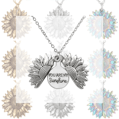 soulvalleytribe You are my Sunshine Sunflower Pendant Necklace Silver Necklace