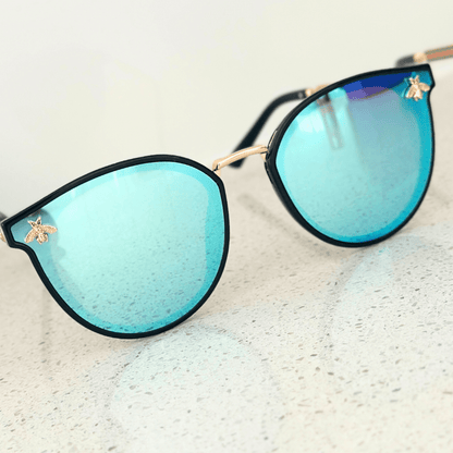 soulvalleytribe Luxury Bee Fashion Sunglasses Mirror Blue Sunglasses