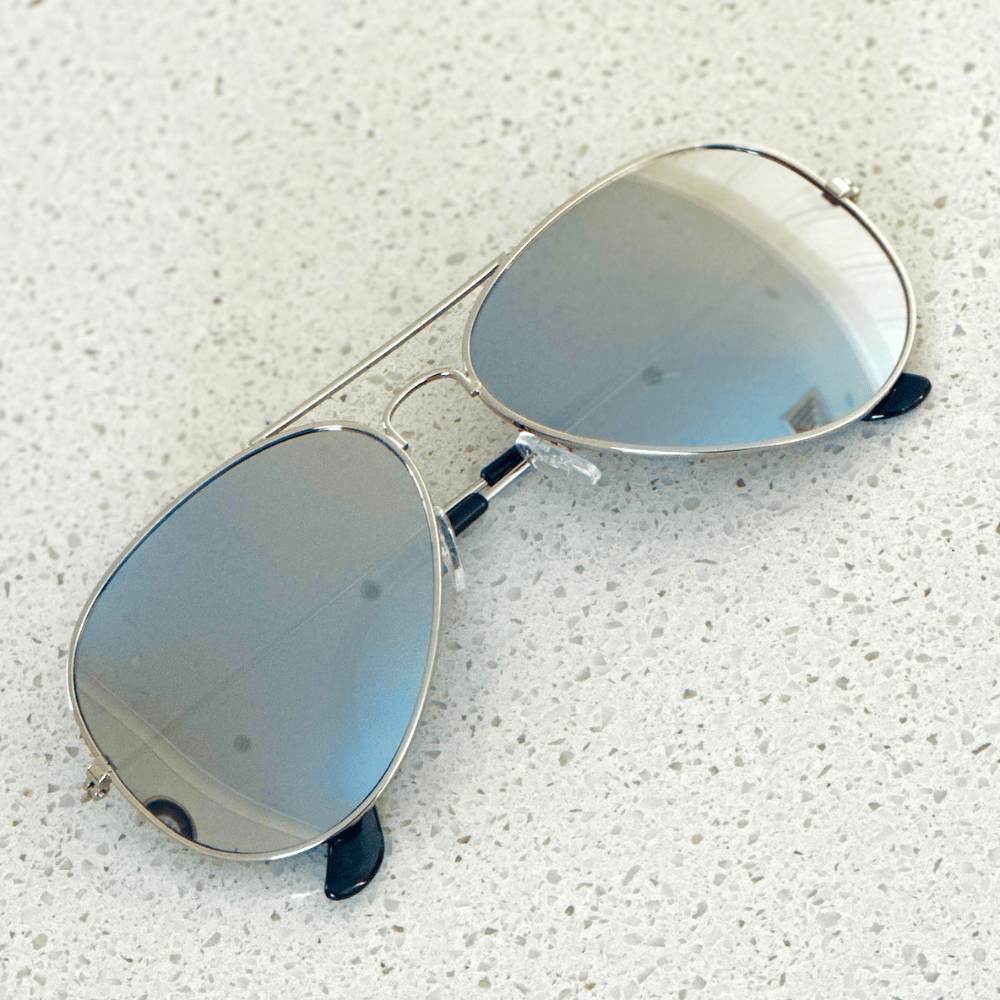 soulvalleytribe Silver Frame Aviator Sunglasses Silver Rain - Silver Frame & Mirror Silver Lenses Sunglasses