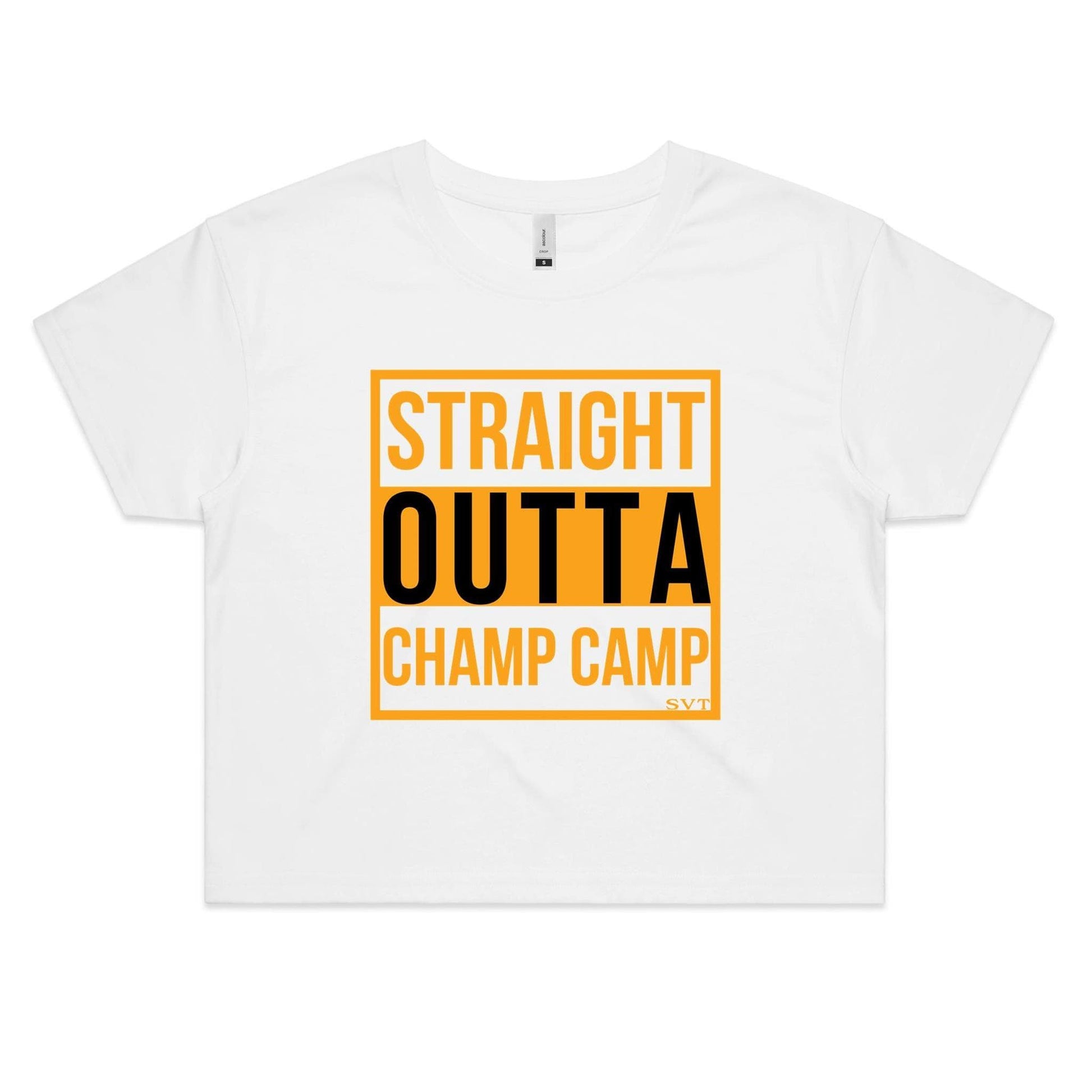 soulvalleytribe Straight Outta Champ Camp Crop Tee - EVR White / Extra Small Promo Tees