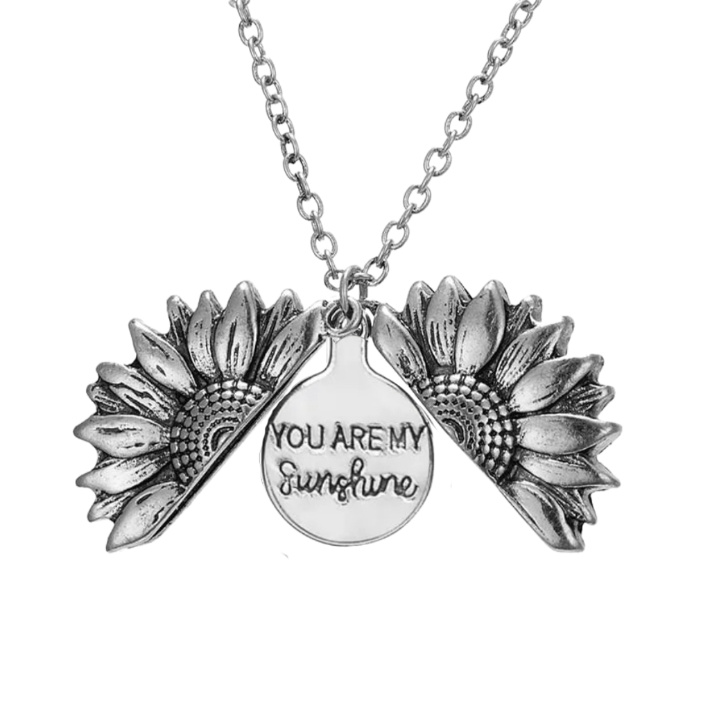 2020 New You Are My Sunshine Necklace Alloy Open Locket Sunflower Necklaces  Gold Color Colorful Pendant Collar Women Gift