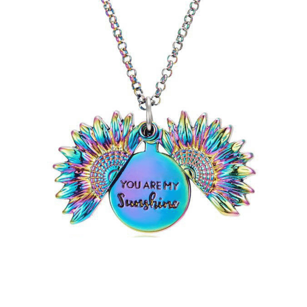 soulvalleytribe You are my Sunshine Sunflower Necklace Rainbow Necklaces